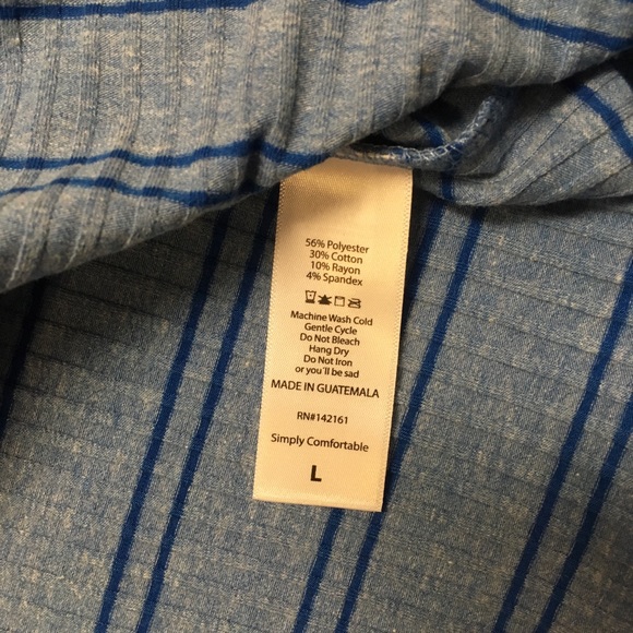 NWT Blue Striped Fitted Elbow-Sleeve Tee, sz L - Picture 3 of 3